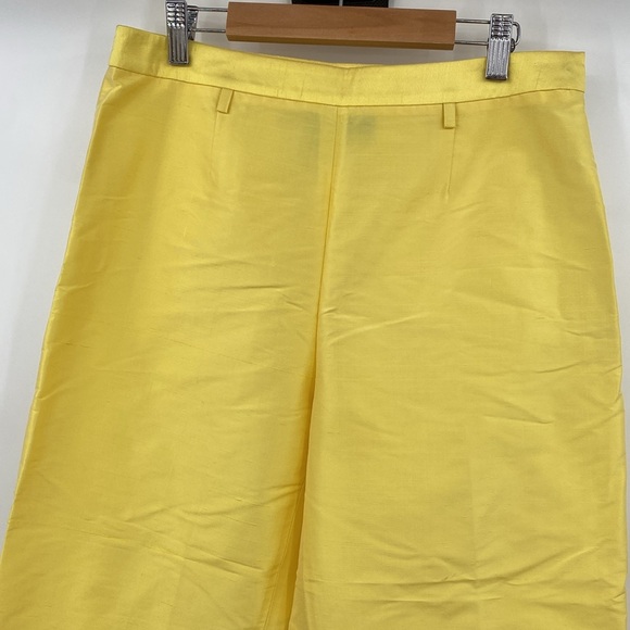 W by Worth Pants Women’s 4 Highlighter Yellow 100% Silk Classic Preppy Slim Fit - Picture 4 of 13